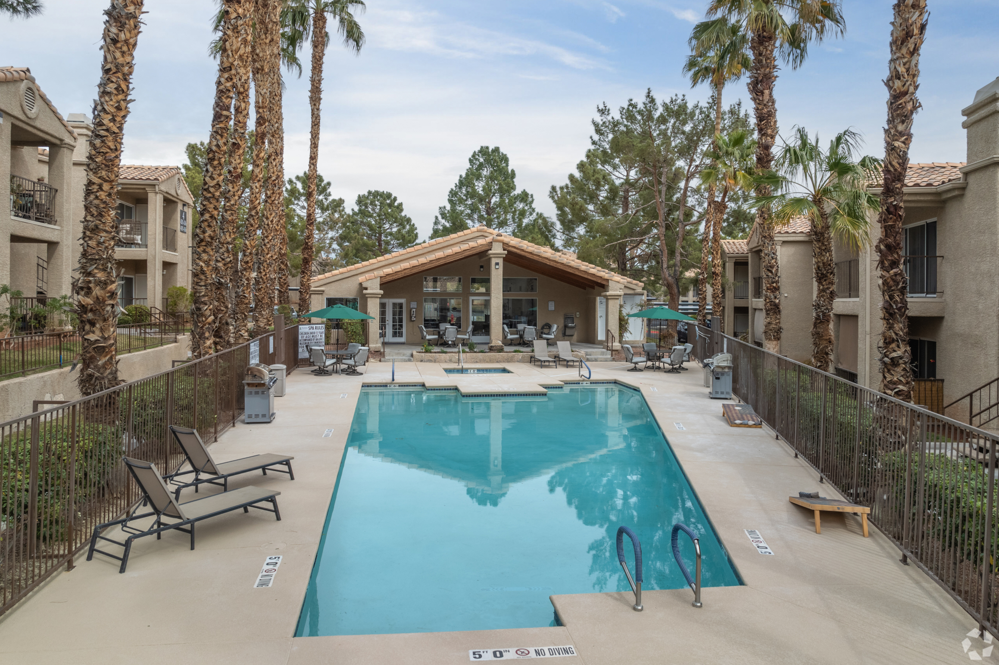 Pines Apartments community pool, Exterior